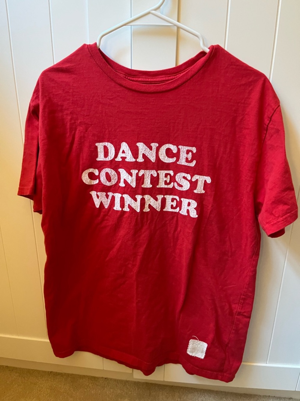 Original Retro Brand Red Tee with White "Dance Contest Winner" Graphic